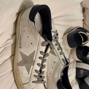 Golden Goose Men's White and Gray Star Sneakers